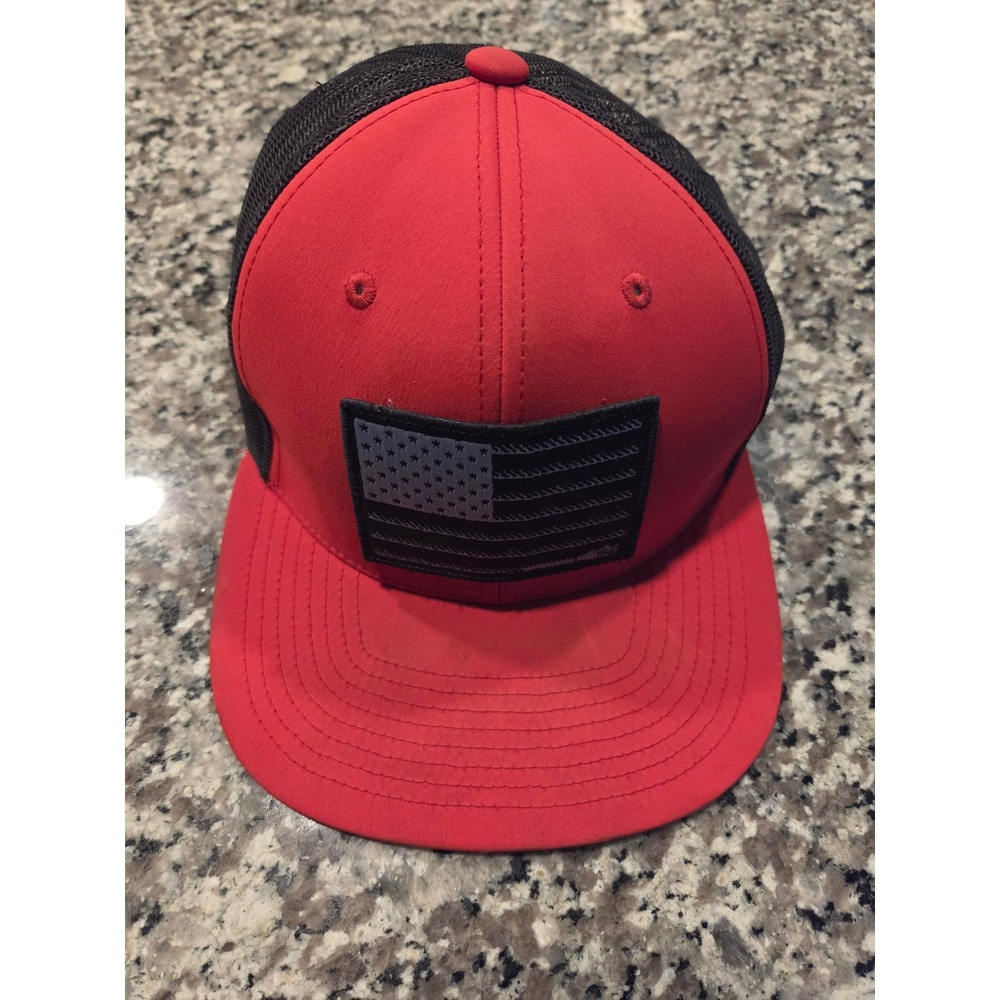 Hooey Mens Red Black American Flag Patch Trucker Hat Snapback Mesh Cap